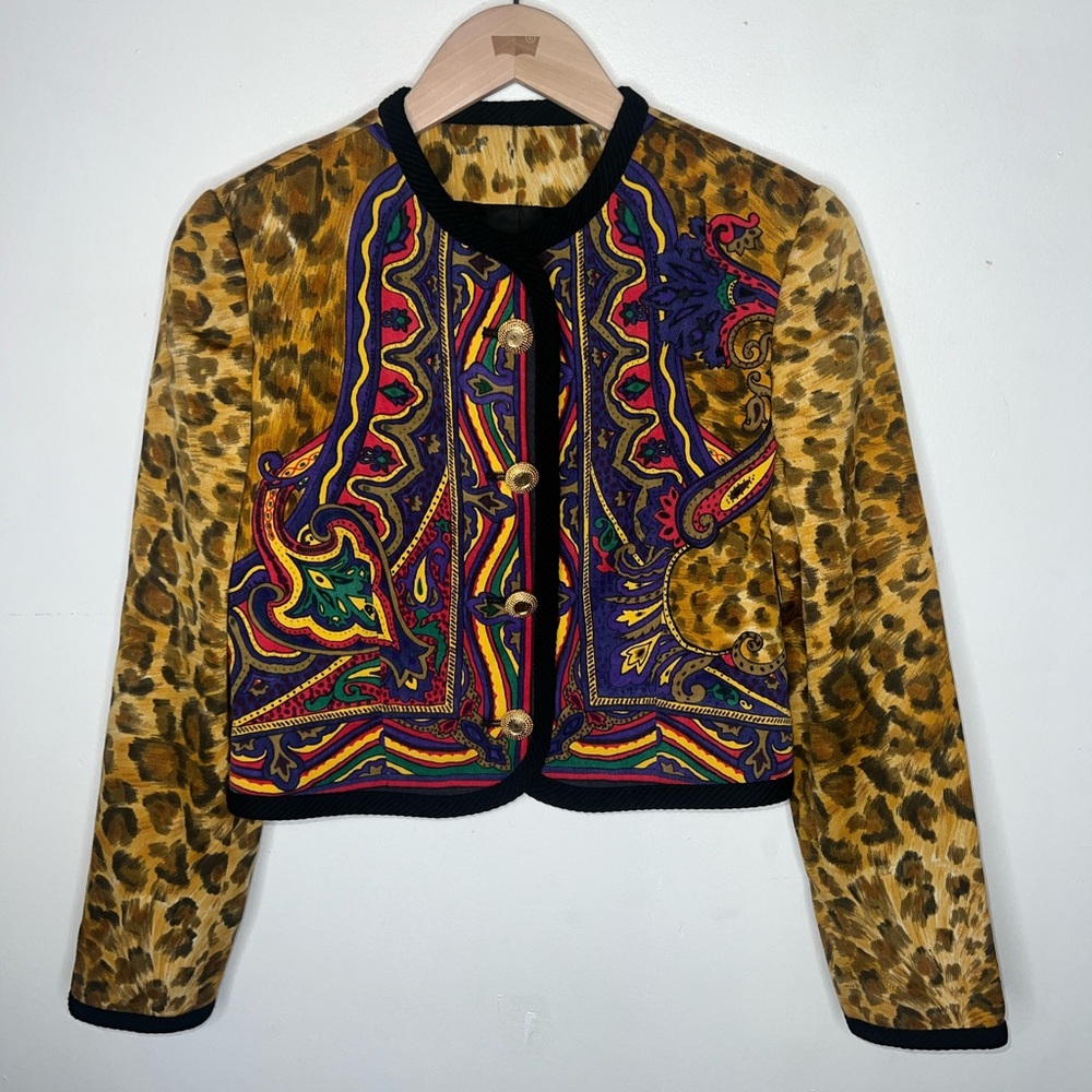 Versace Multicolor Leopard Print Blazer